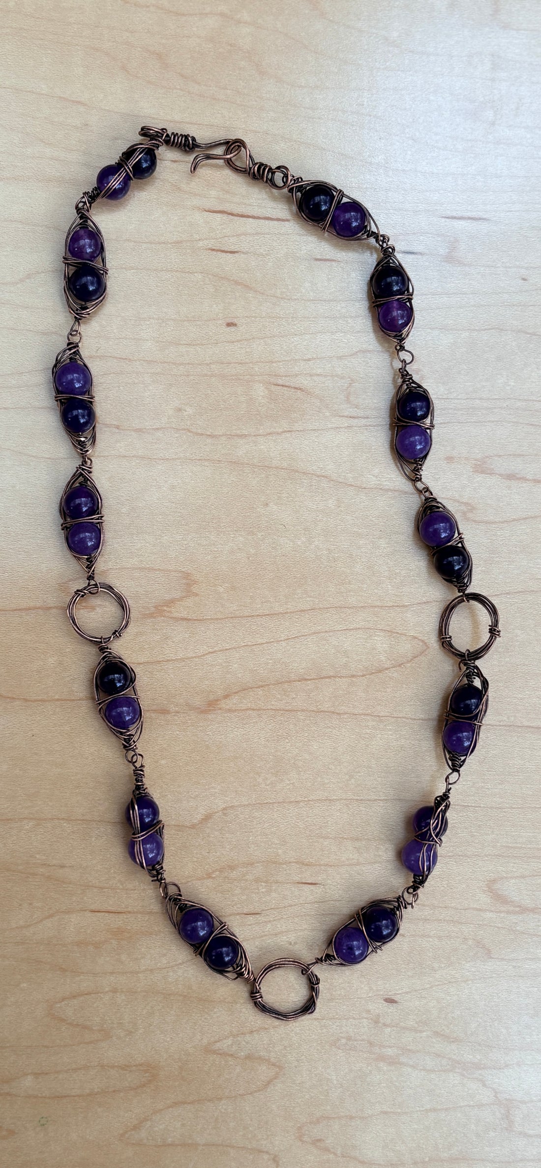 Amethyst and antiqued copper necklace