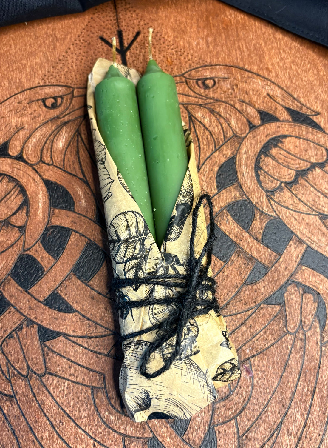 5” Beeswax Taper Candle Set- green
