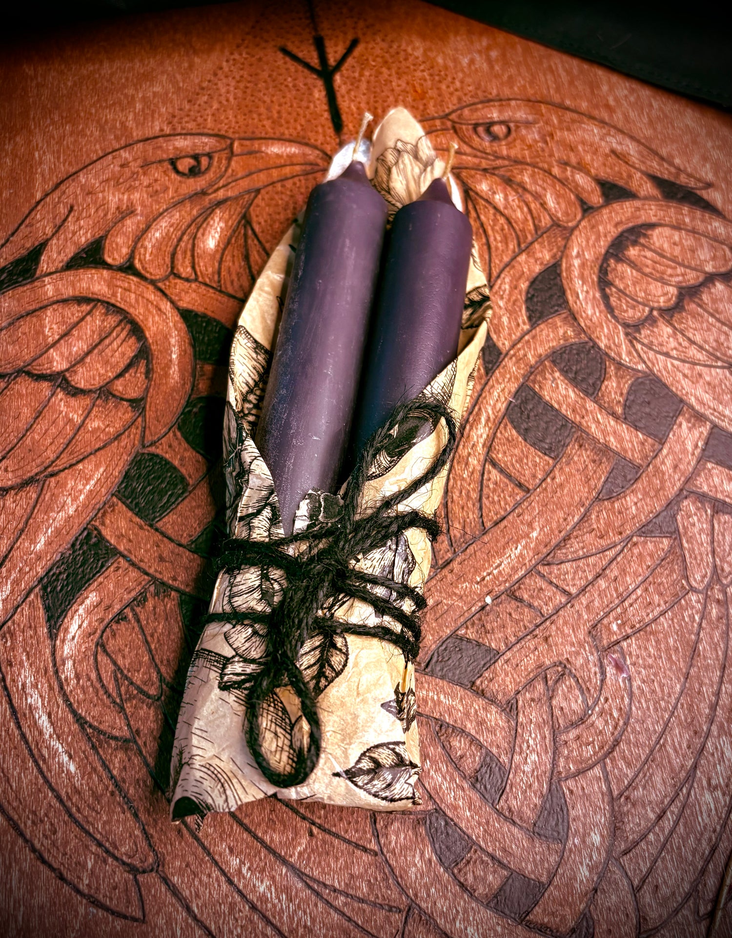 5” 100% beeswax taper set - purple