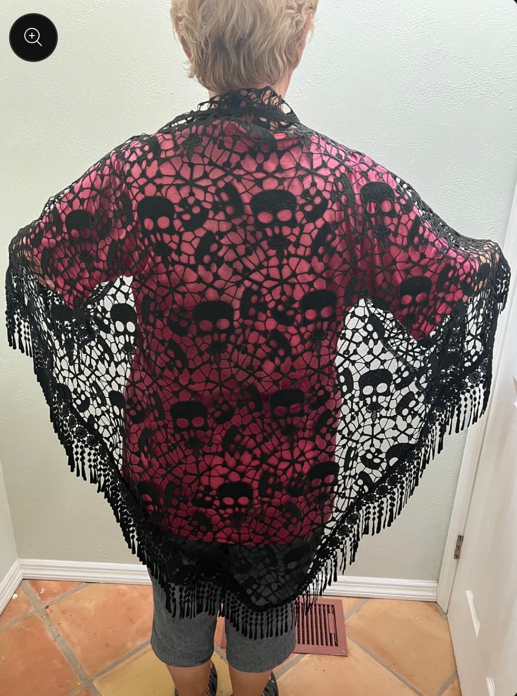 Black or White Handmade Skull Shawl