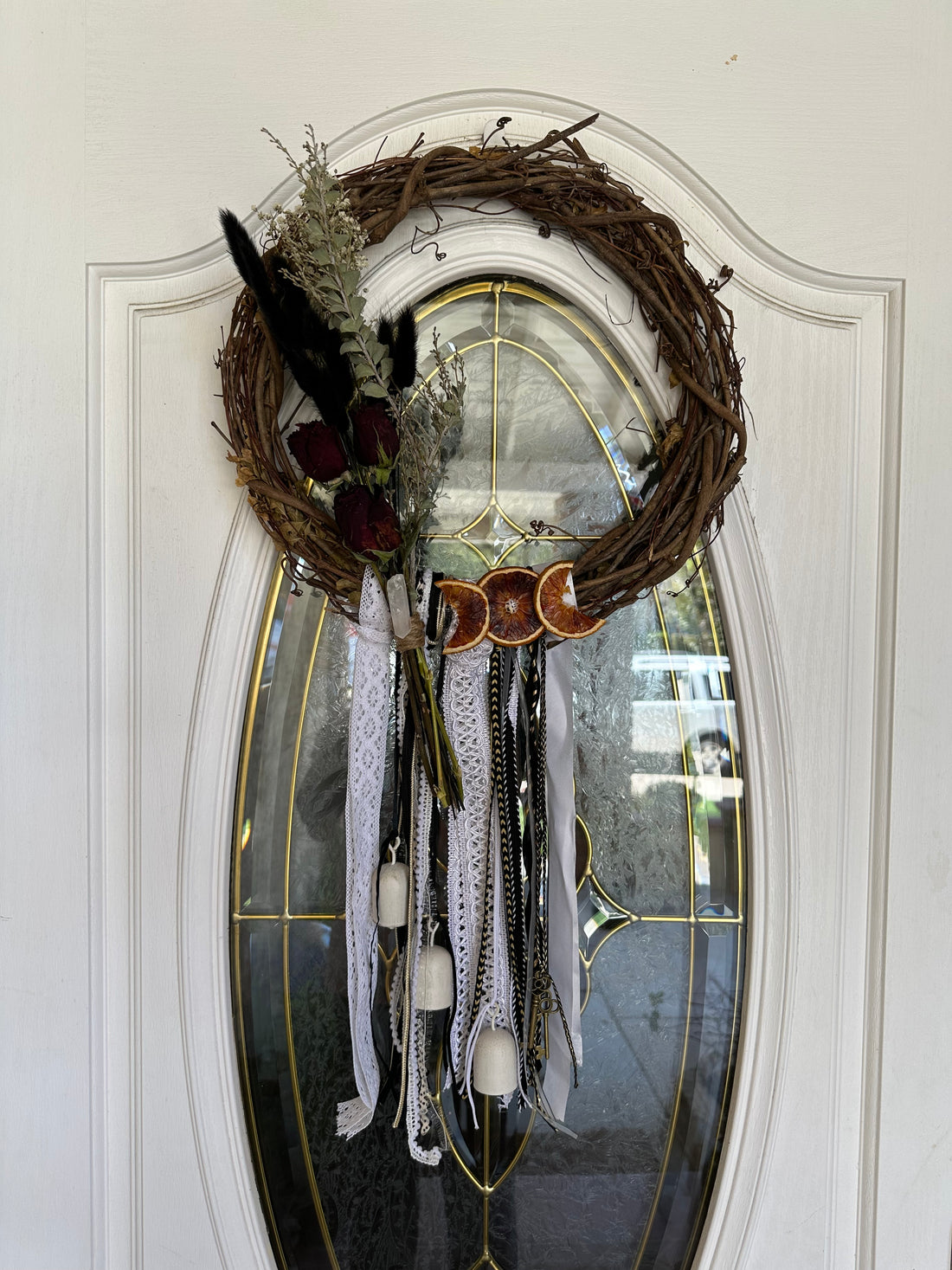 Witch Bells for Door | Handmade Cottagecore Wreath | Rustic Gothic | Boho Decor | Wall Decor