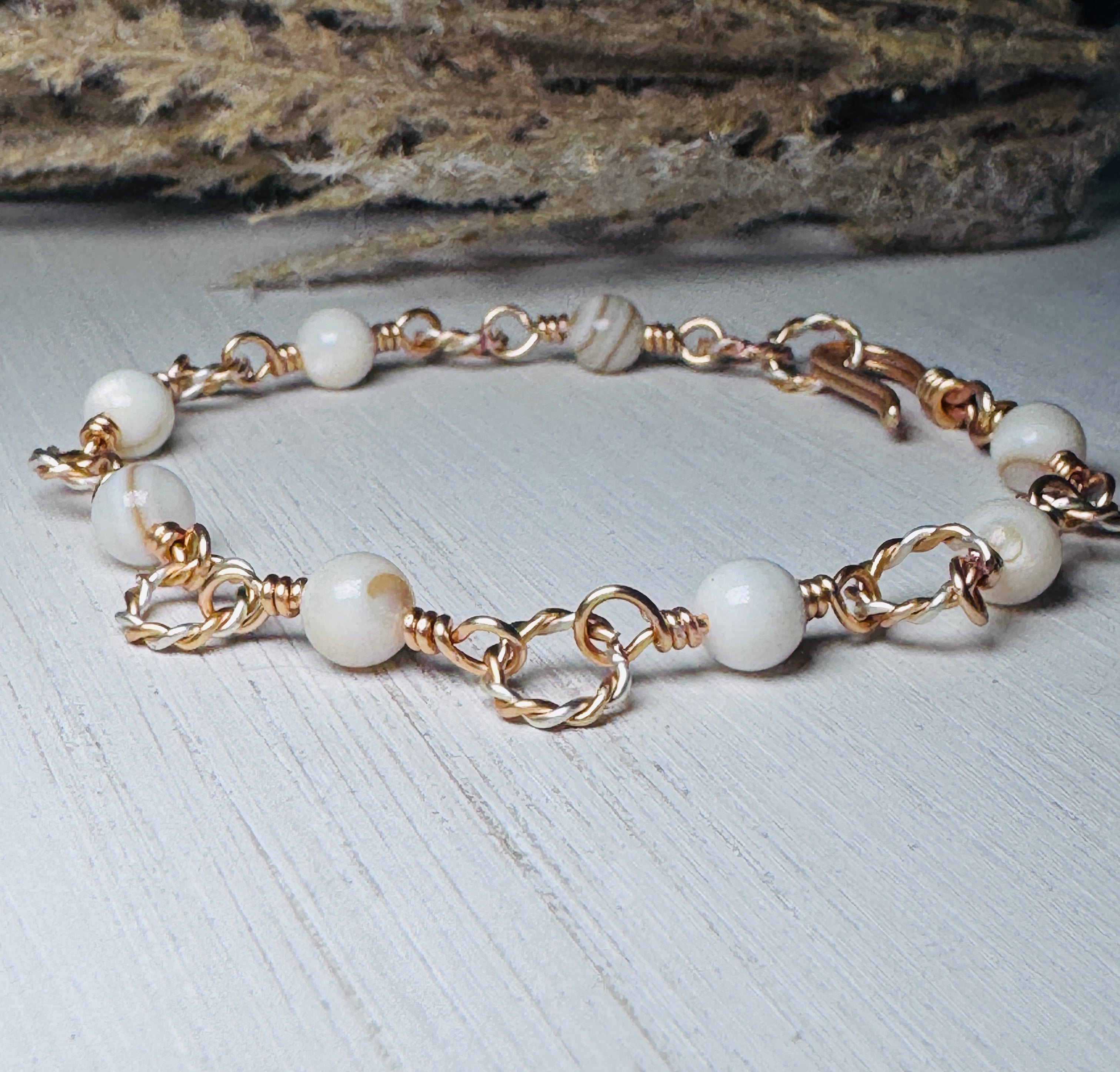 Mixed Metal Italian Onyx Bracelet