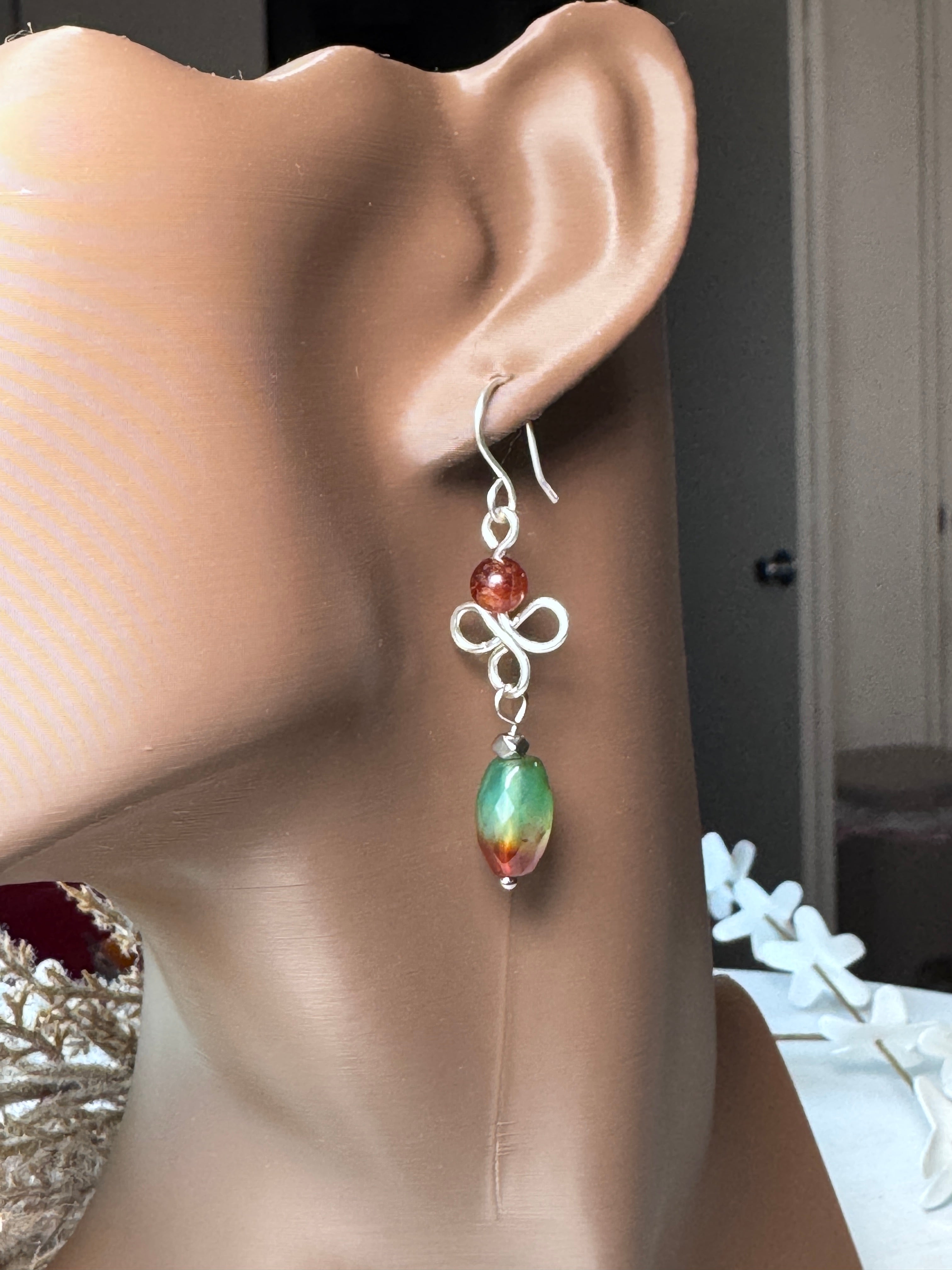 Orange Garnet &amp; Agate Spring Earrings
