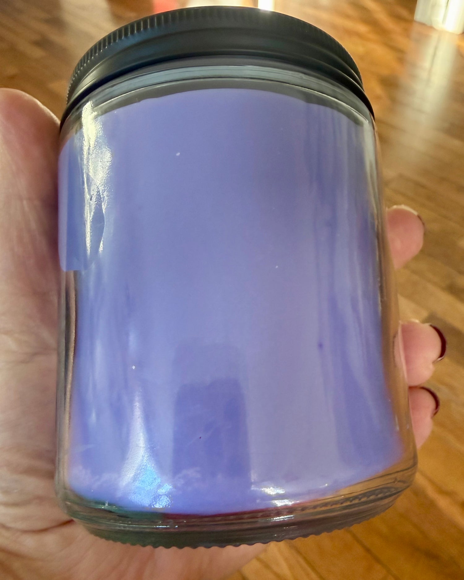 Calming Ritual Soy Candle with Lavender Sage Fragrance, Dried Herbs, and Amethyst Crystals