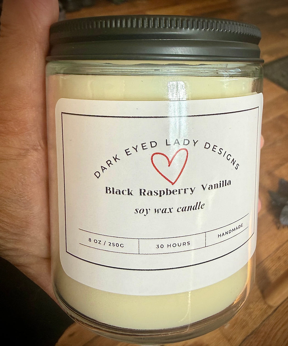 Love Ritual Soy Candle with Black Raspberry Vanilla Fragrance and Dried Florals.