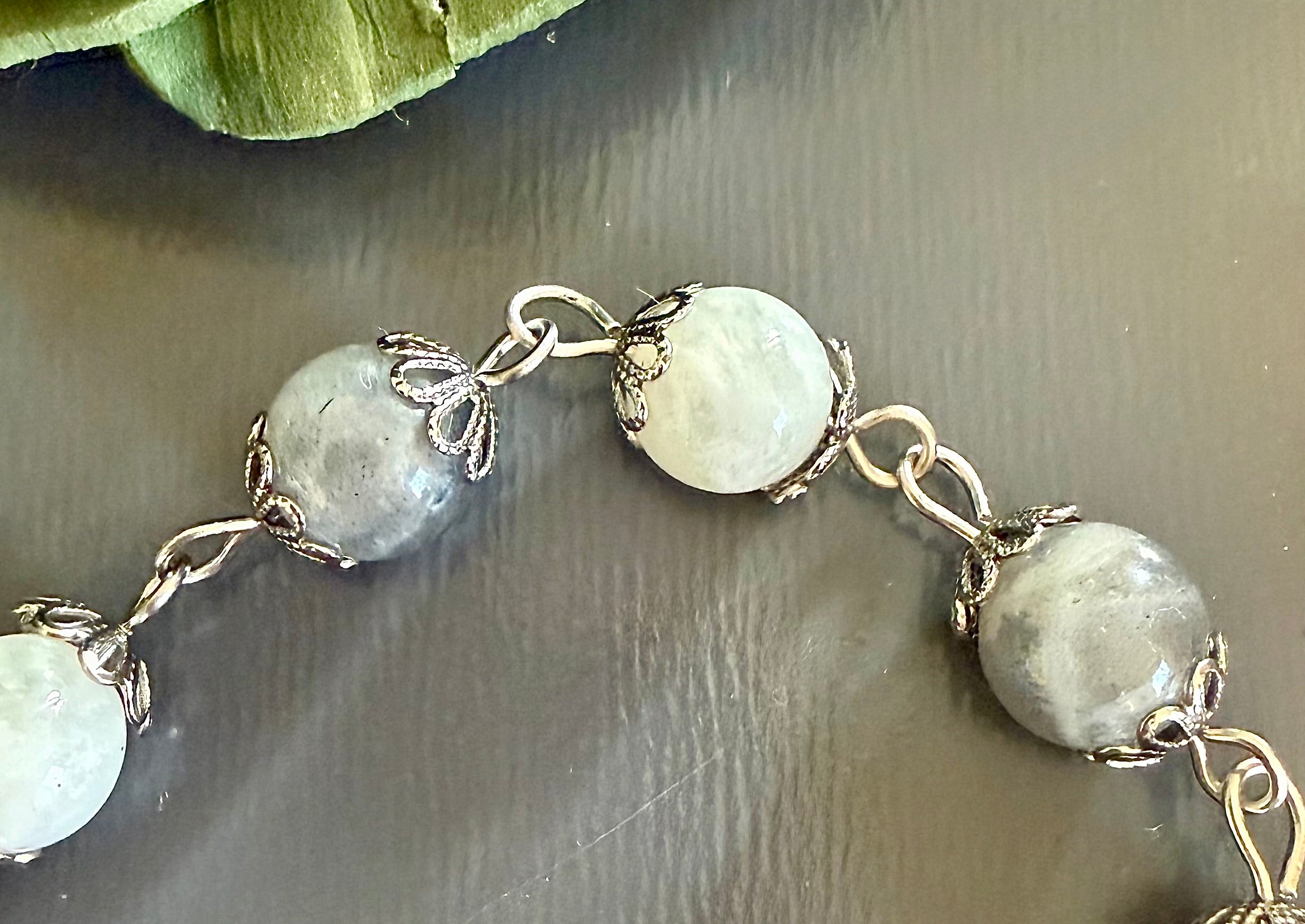 Witches Knot Pagan Devotional Prayer Beads with Labradorite and Moonstone.