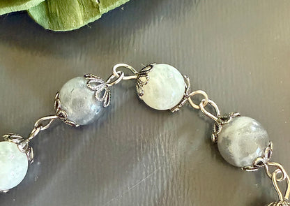 Witches Knot Pagan Devotional Prayer Beads with Labradorite and Moonstone.