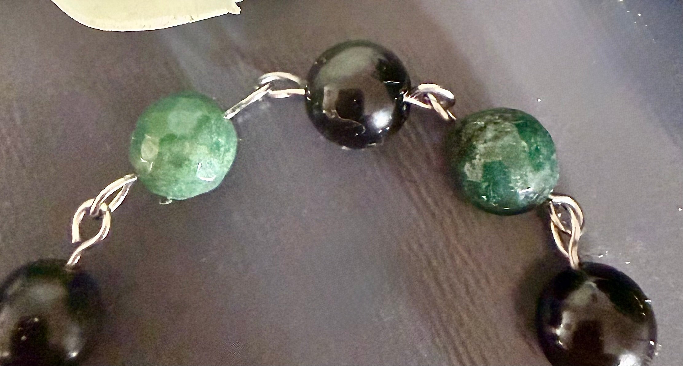 Witches Knot Pagan Prayer Beads with Moss Agate, Obsidian, Goddess, and Pentacle Charms