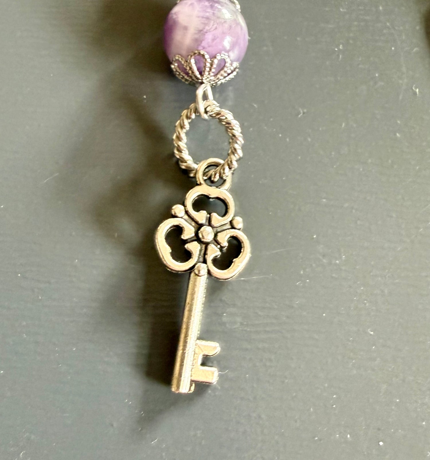 Goddess Hekate Devotional Prayer Beads: Amethyst, Onyx, Moonstone, Key and Snake Charms