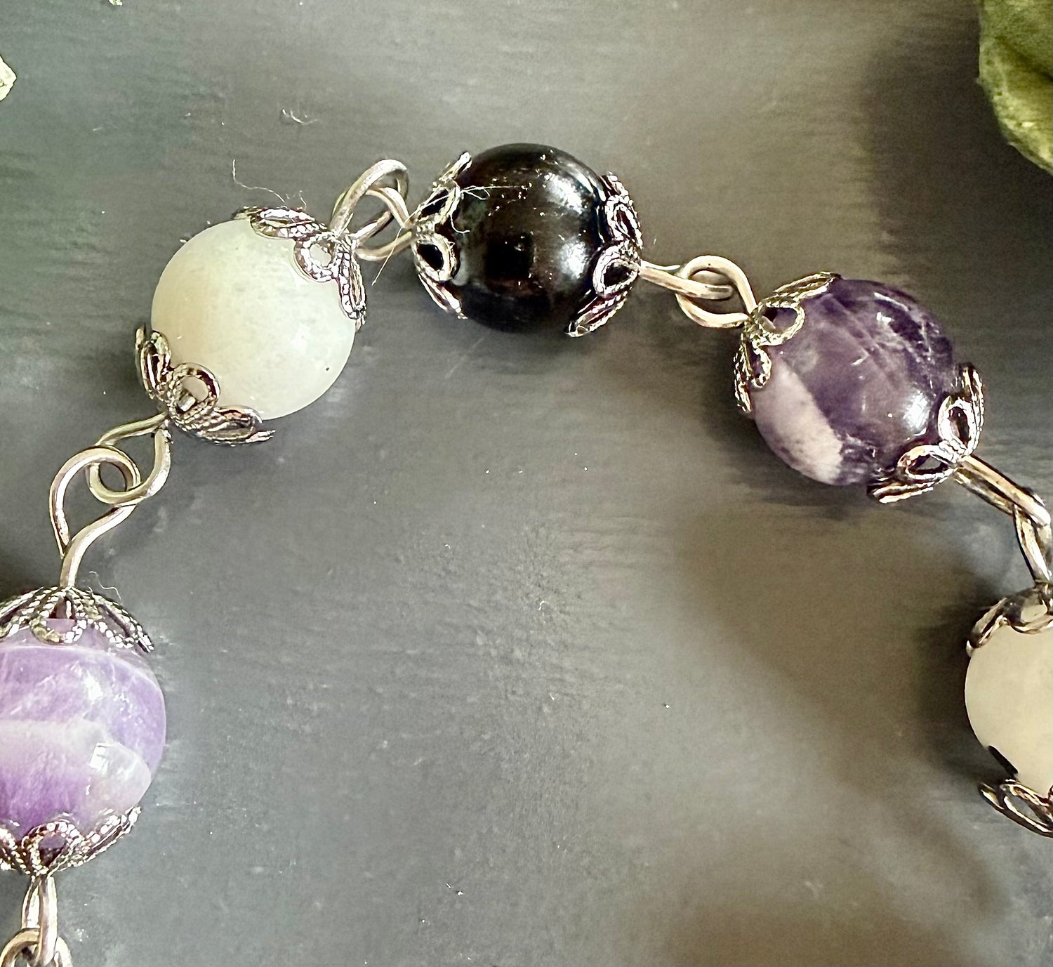 Goddess Hekate Devotional Prayer Beads: Amethyst, Onyx, Moonstone, Key and Snake Charms