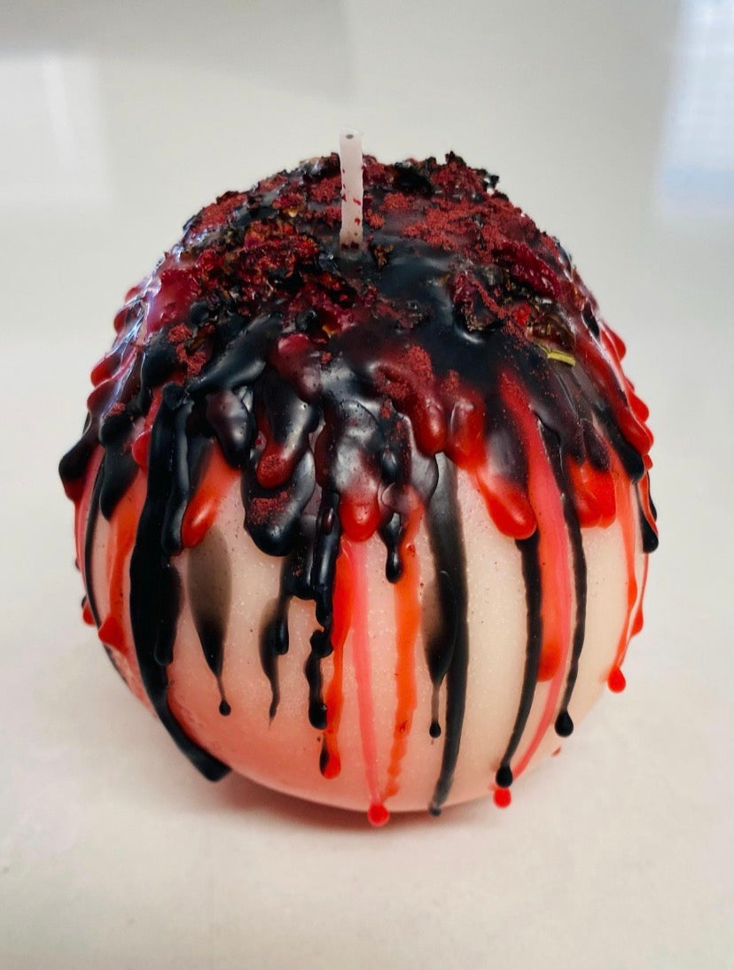 Hand-Dressed Red Skull Ritual Candle – Spirit Work, Transformation &amp; Power