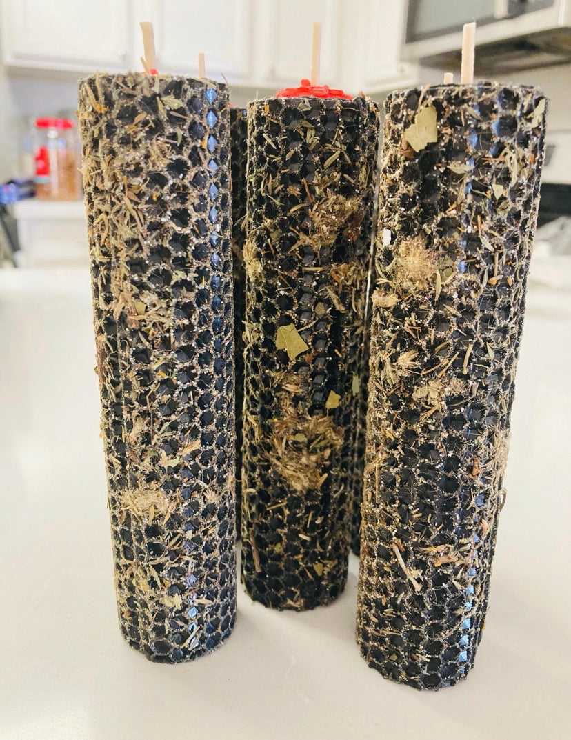Return to sender rolled beeswax herbal ritual candle