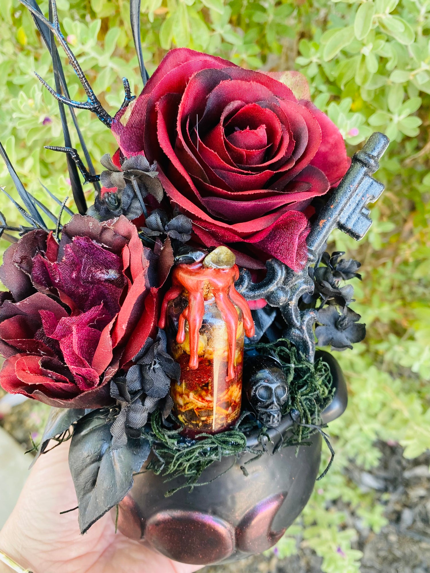 Hecate devotional floral cauldron altar offering