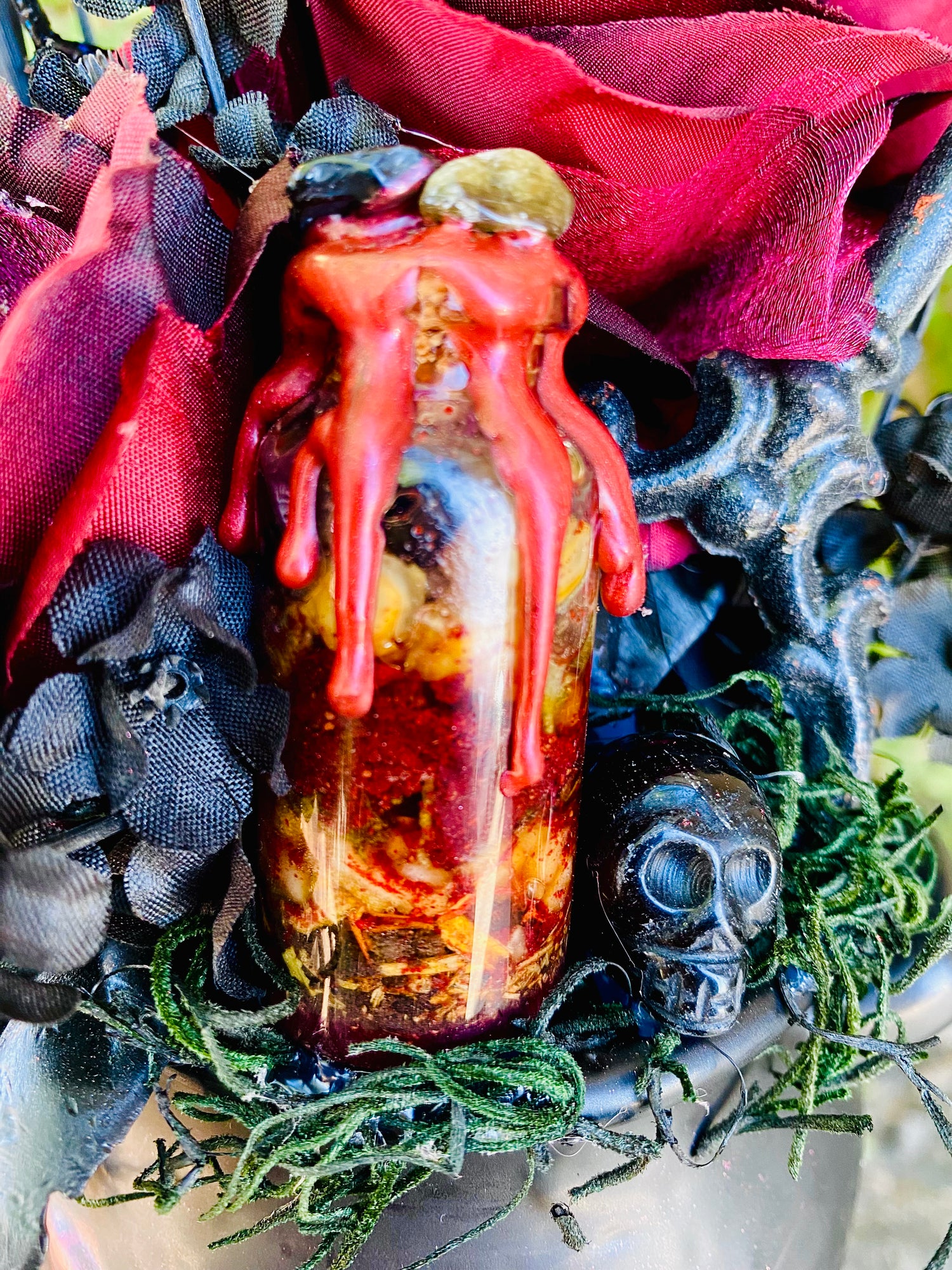Hecate devotional floral cauldron altar offering