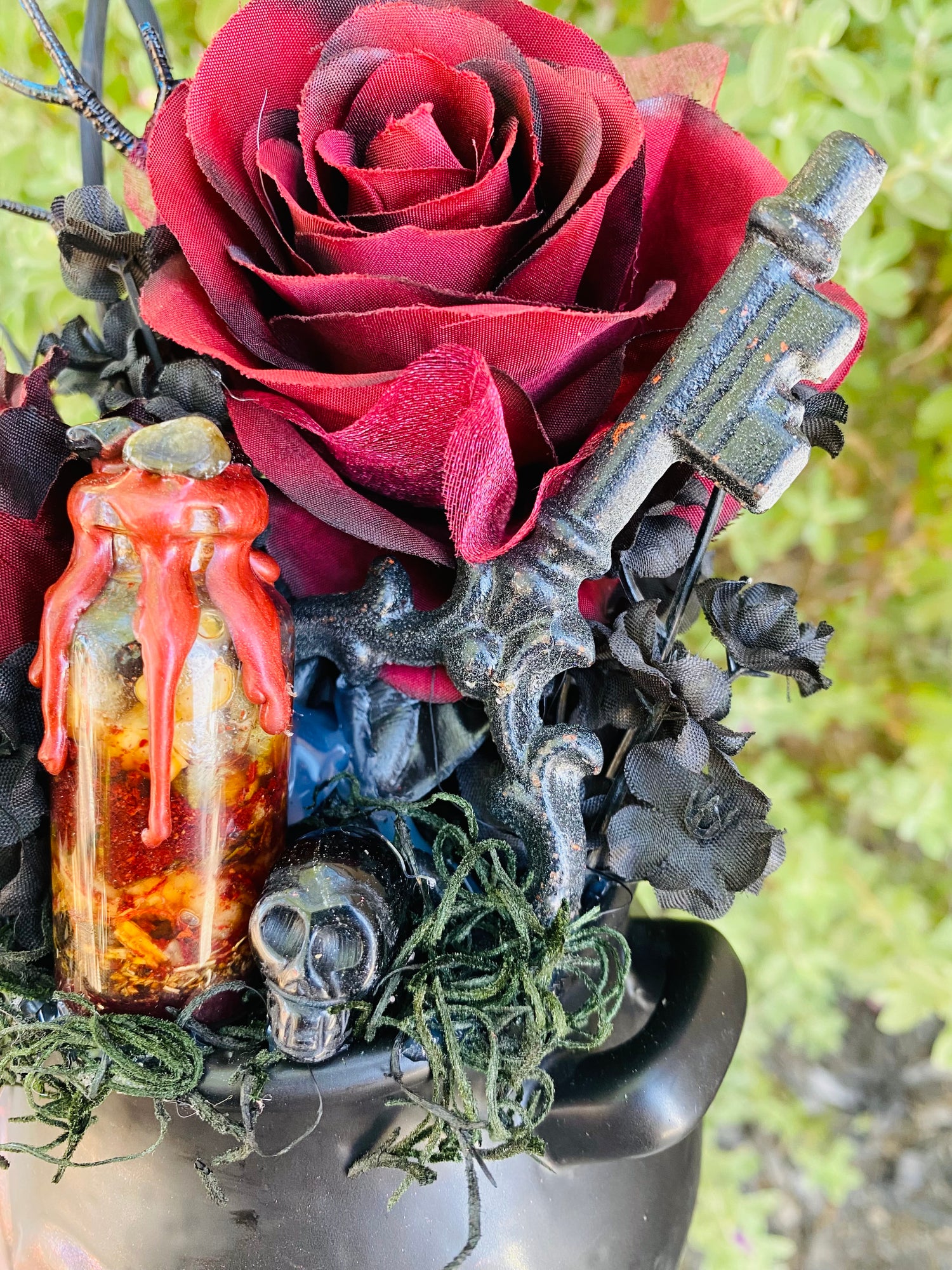 Hecate devotional floral cauldron altar offering