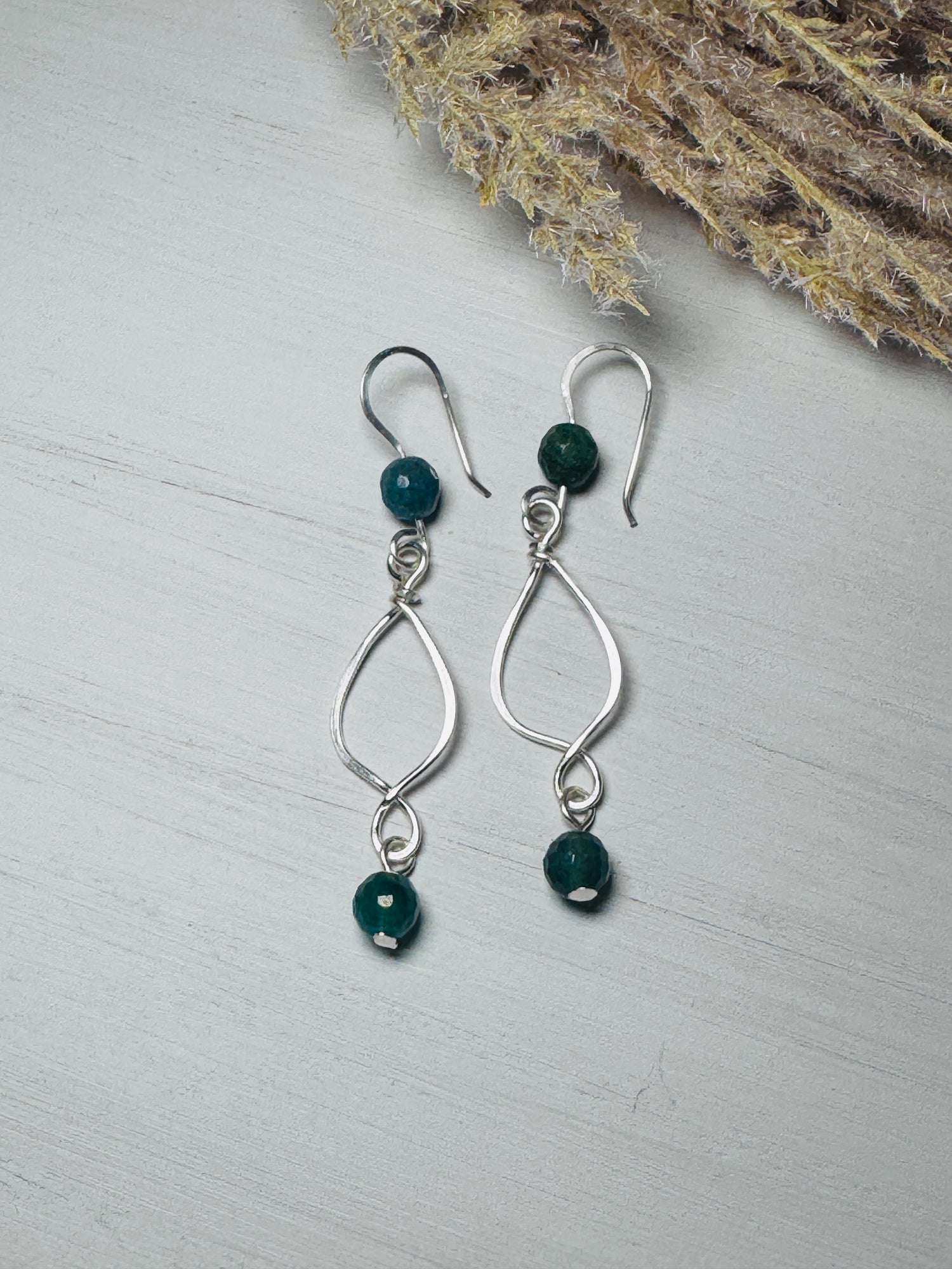 Silver Earrings with Fuchsite Gemstones