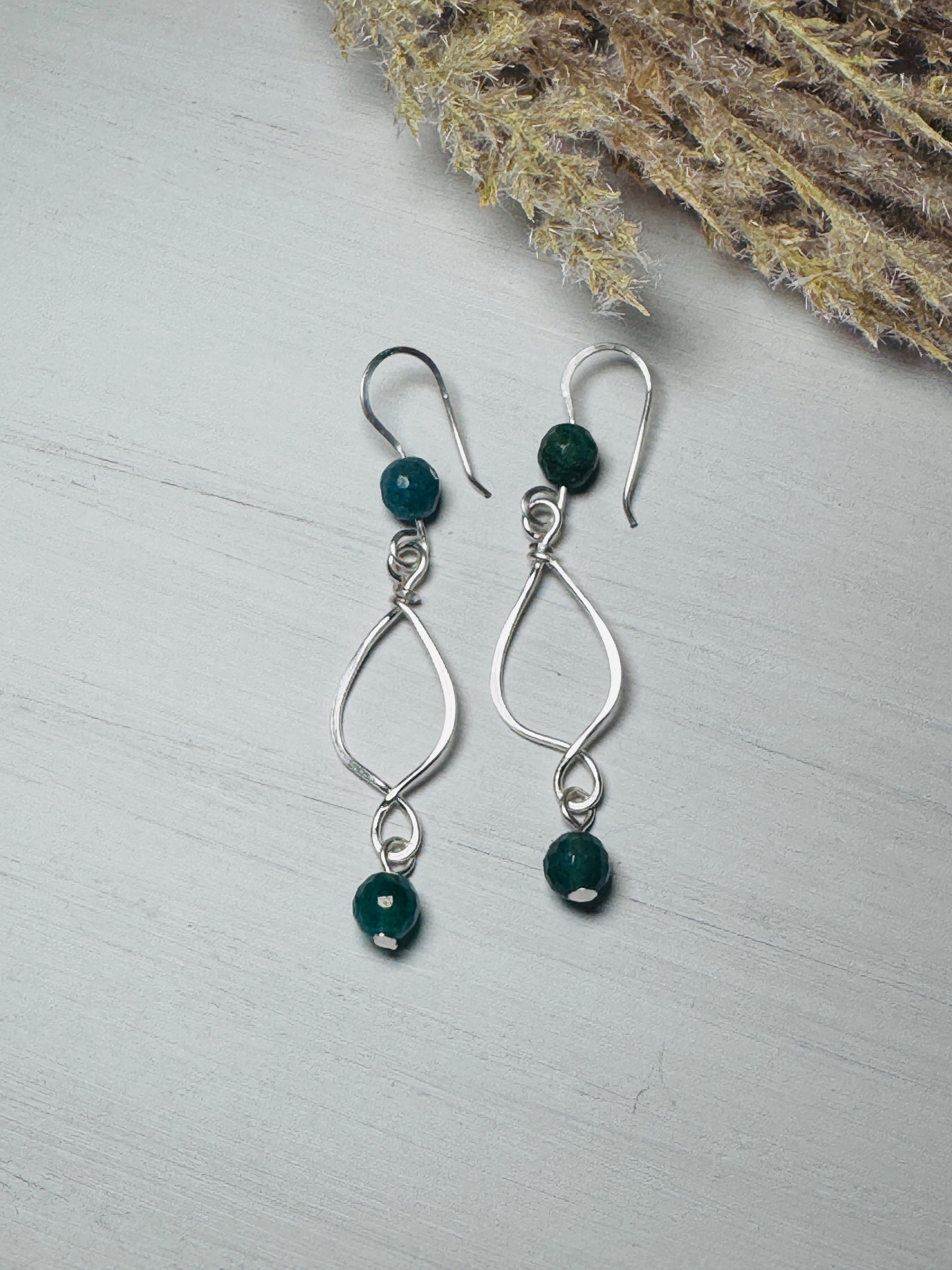 Silver Earrings with Fuchsite Gemstones