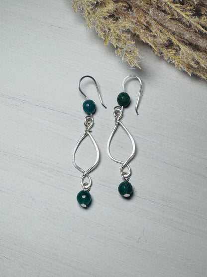 Silver Earrings with Fuchsite Gemstones