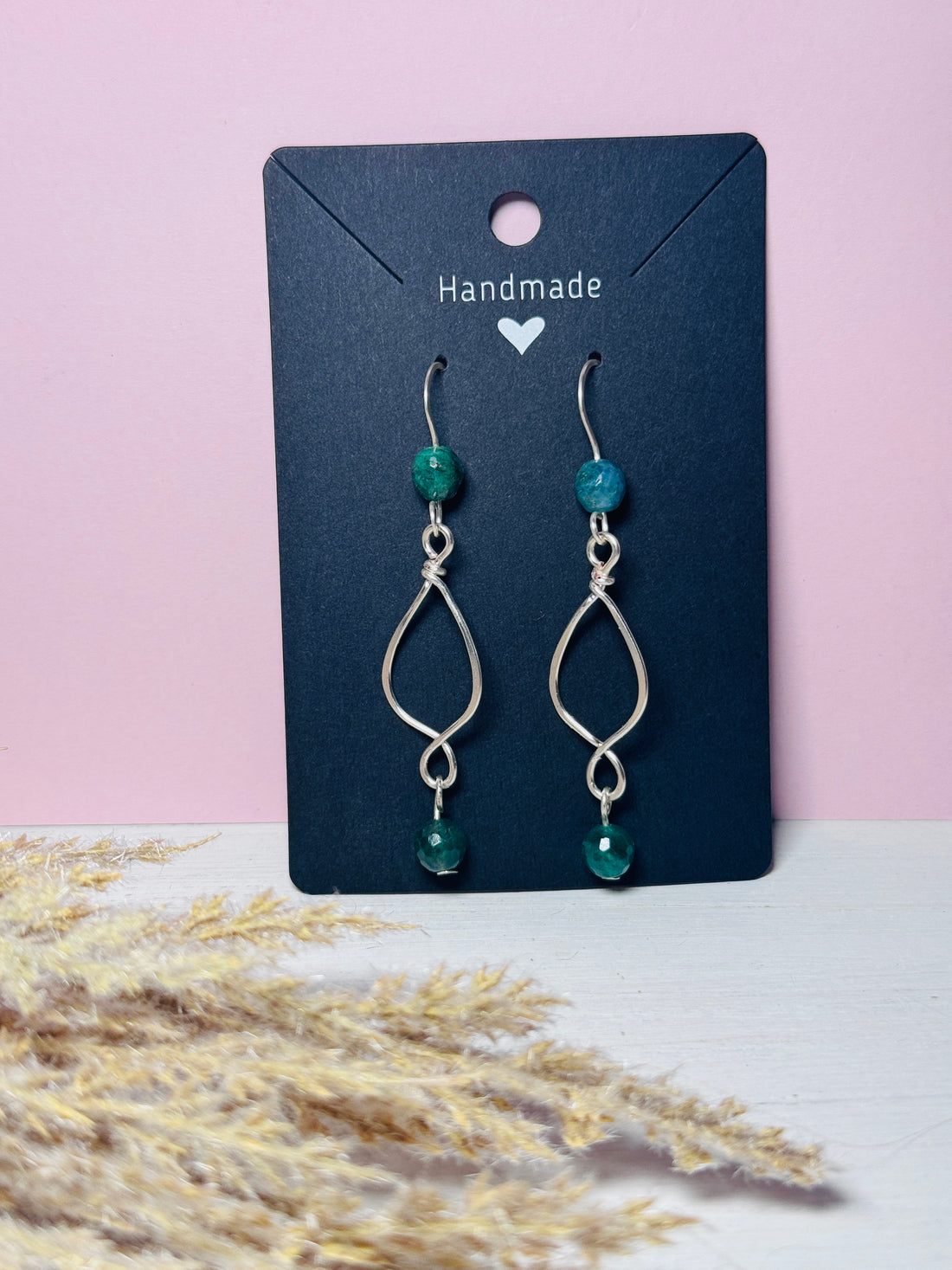 Silver Earrings with Fuchsite Gemstones