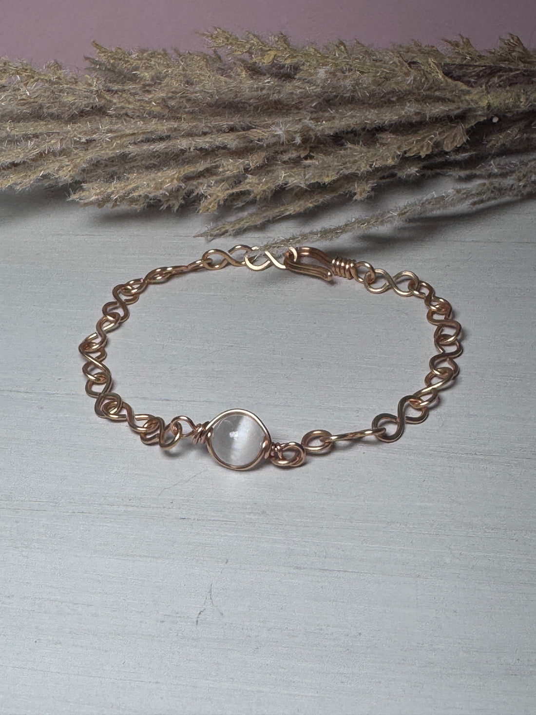 Gold Minimalist Selenite Gemstone Bracelet