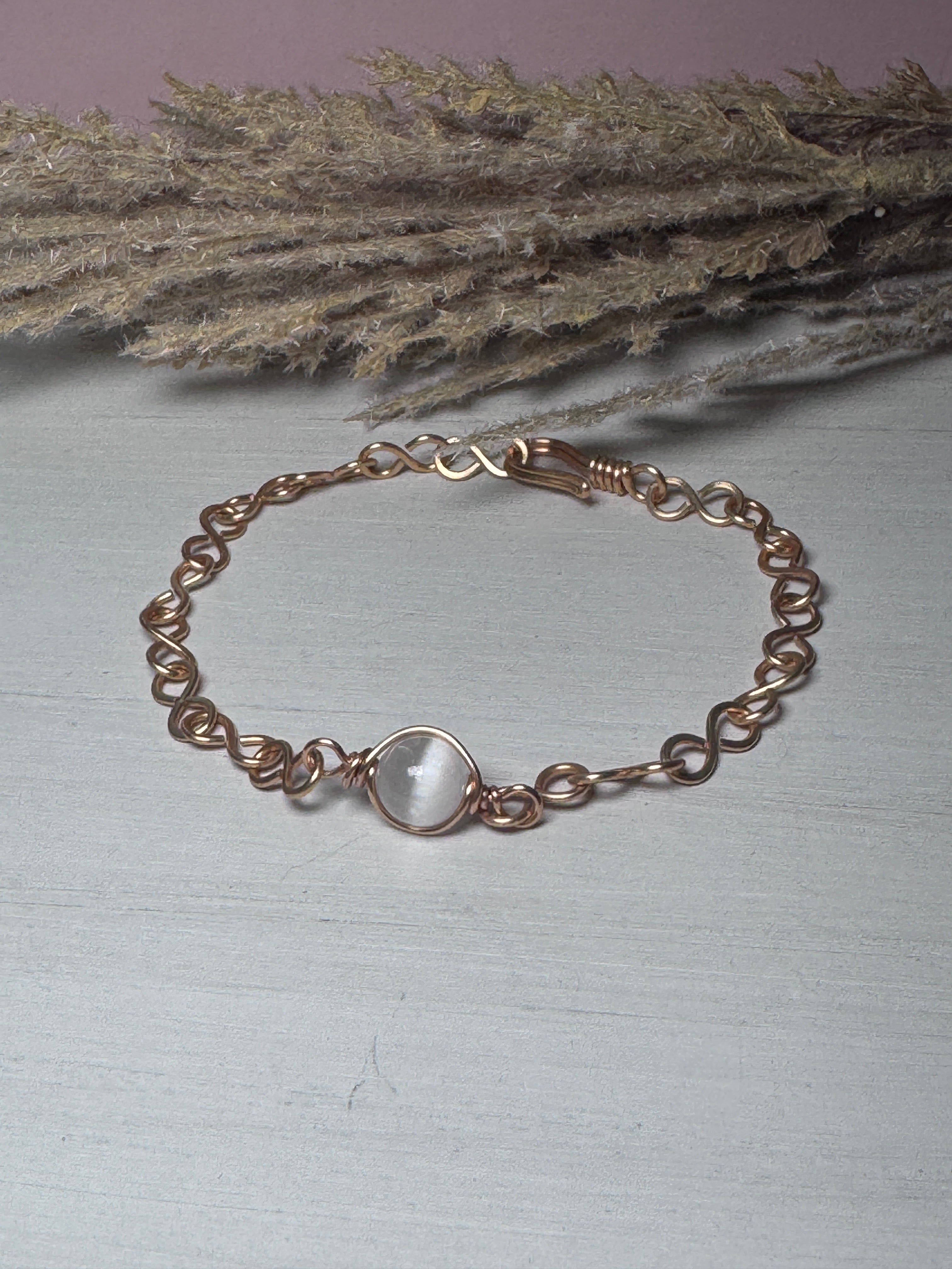 Gold Minimalist Selenite Gemstone Bracelet