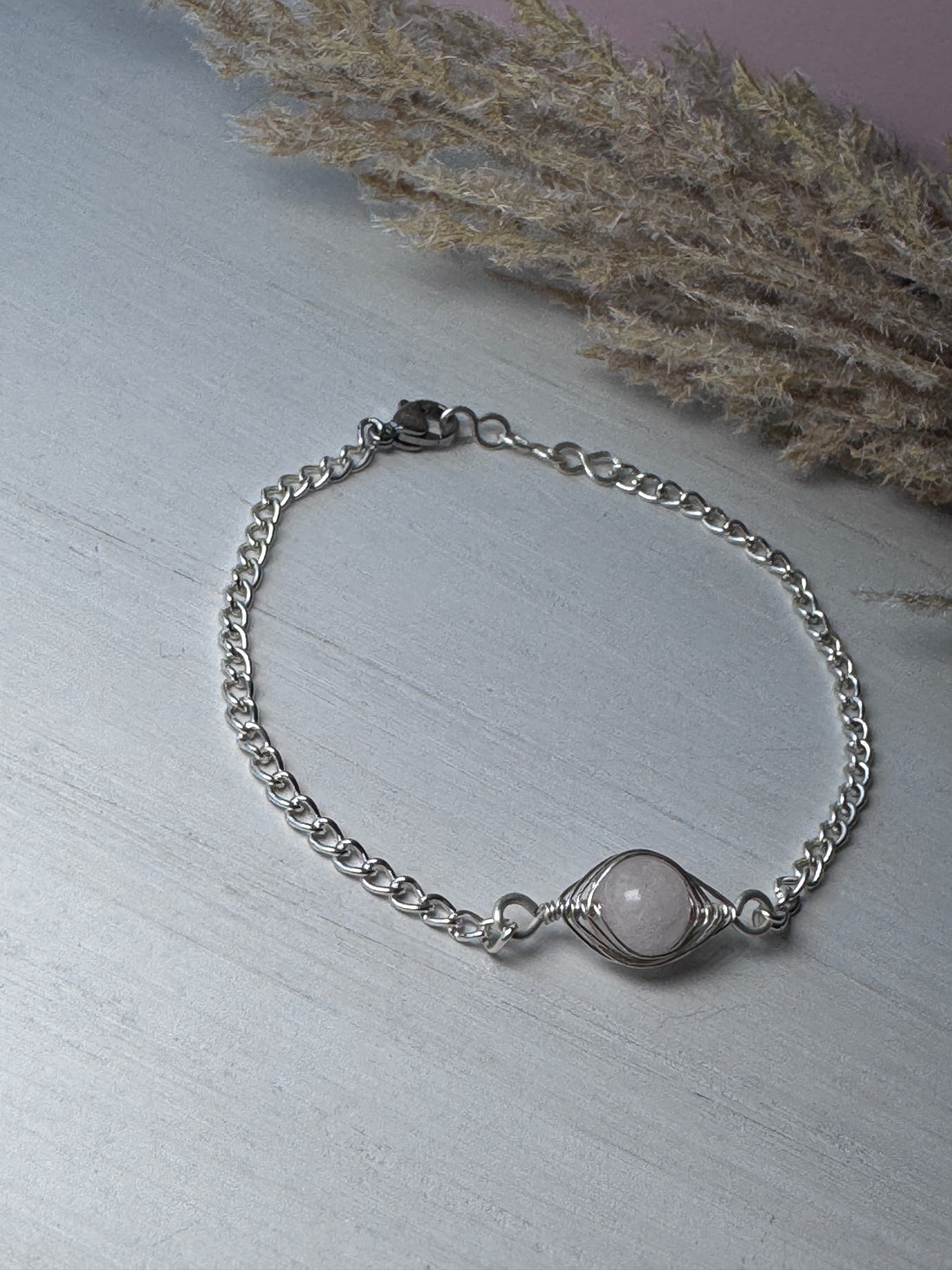 Minimalist Rose Quartz Gemstone Bracelet