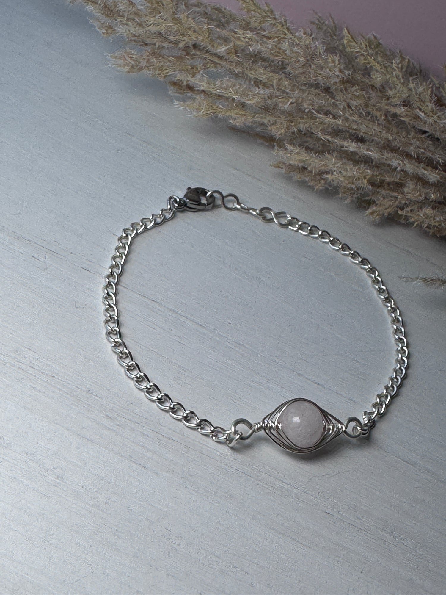 Minimalist Rose Quartz Gemstone Bracelet