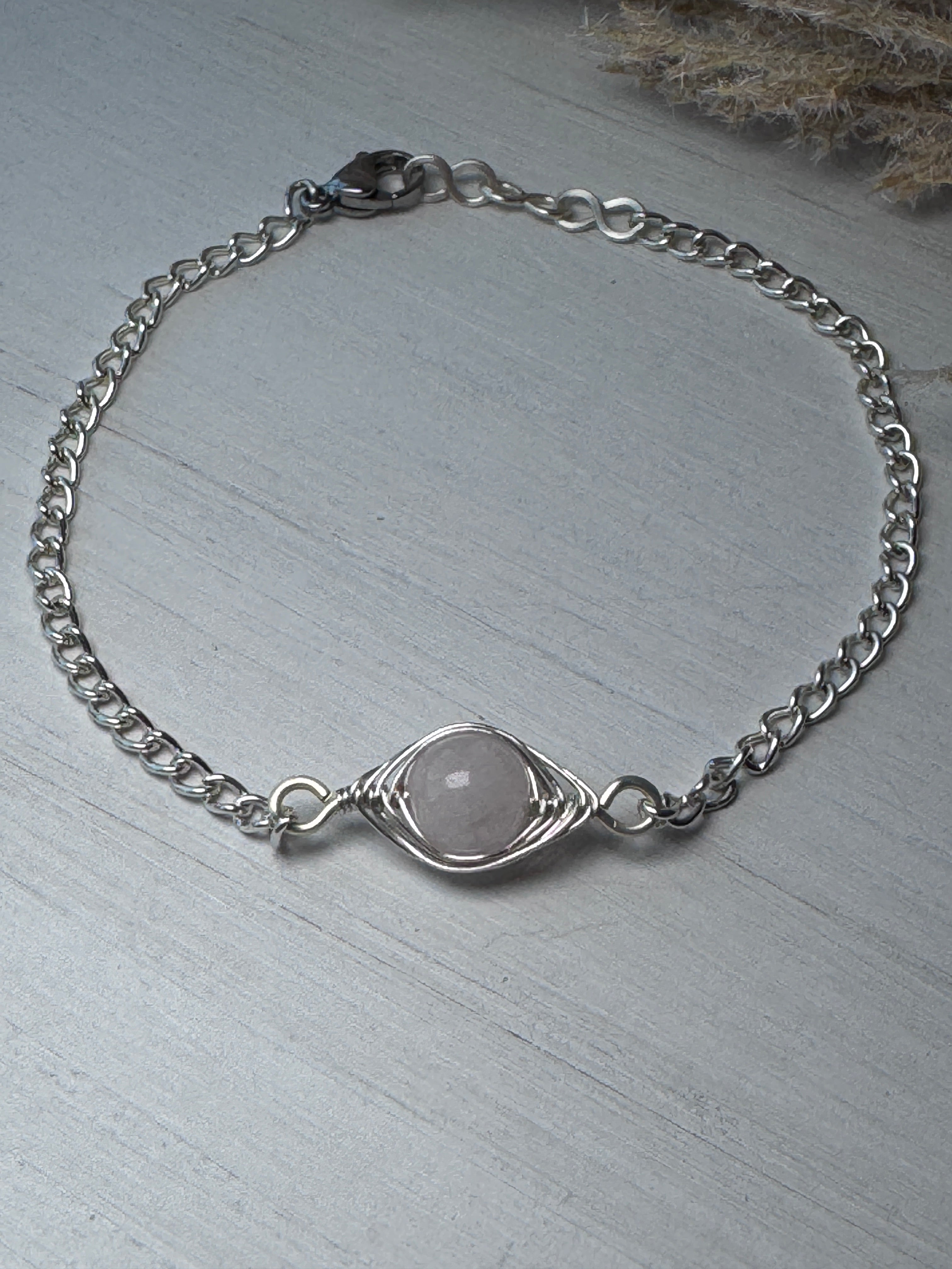 Minimalist Rose Quartz Gemstone Bracelet