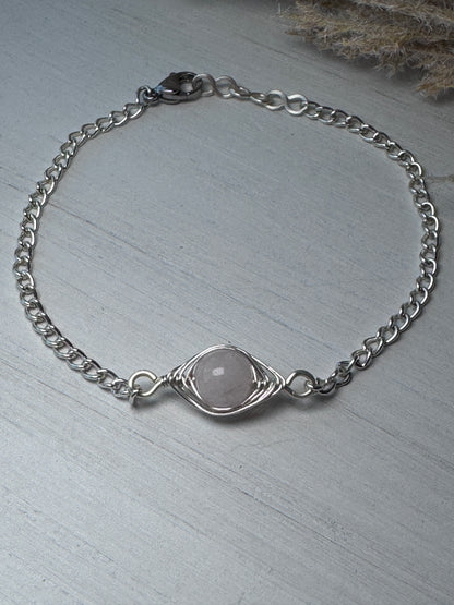 Minimalist Rose Quartz Gemstone Bracelet