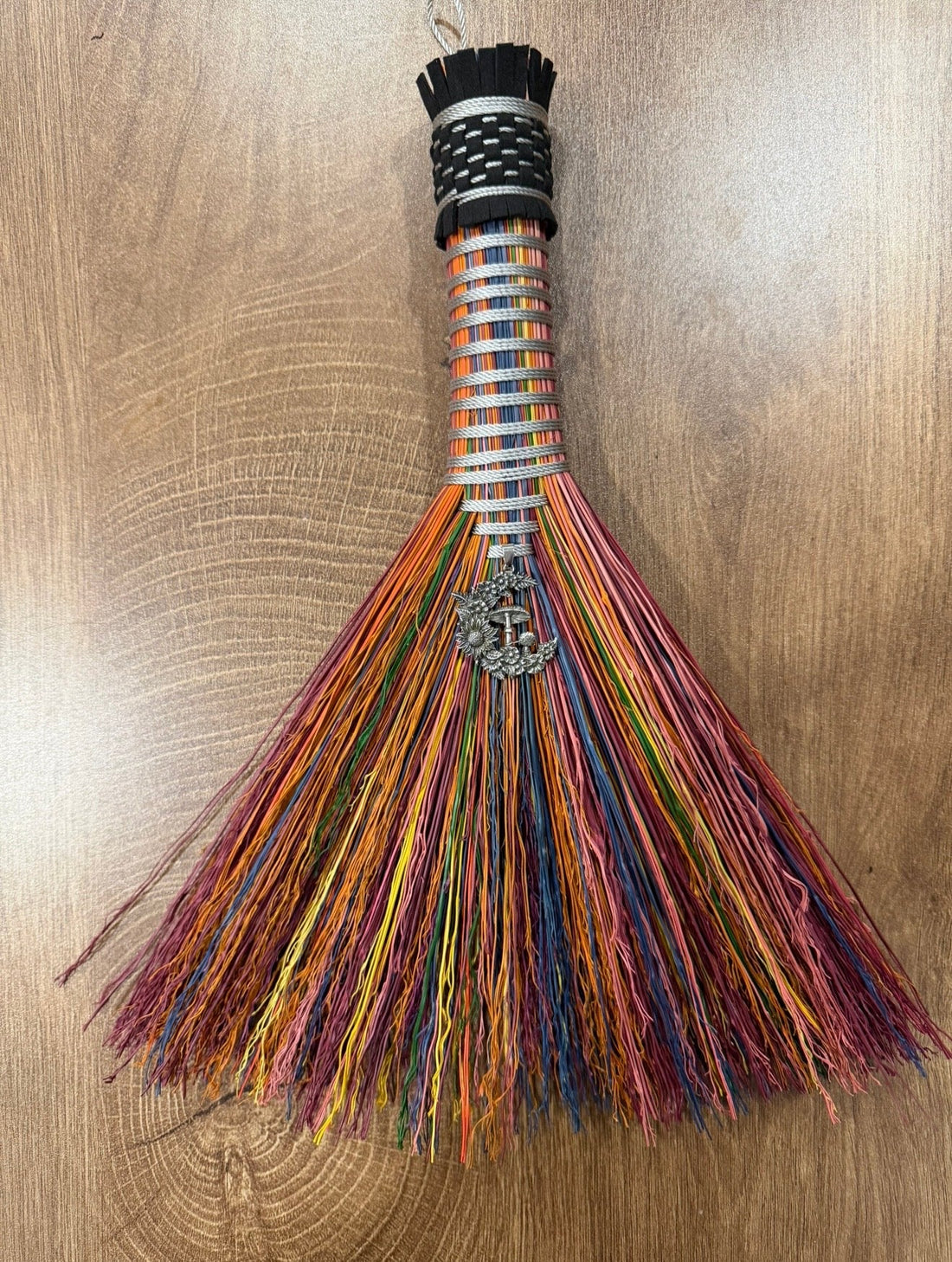 Rainbow plaited mushroom broom