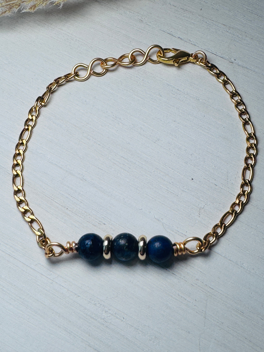 Lapis Lazuli Gold Wire Wrapped Gemstone Bracelet