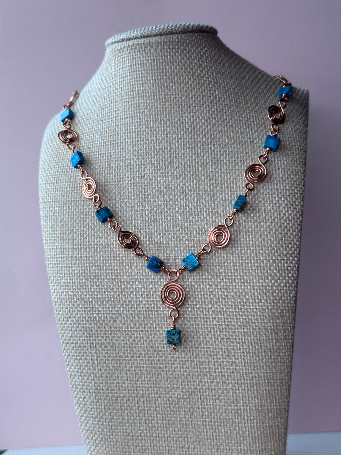 Copper Necklace with Imperial Jasper Gemstones