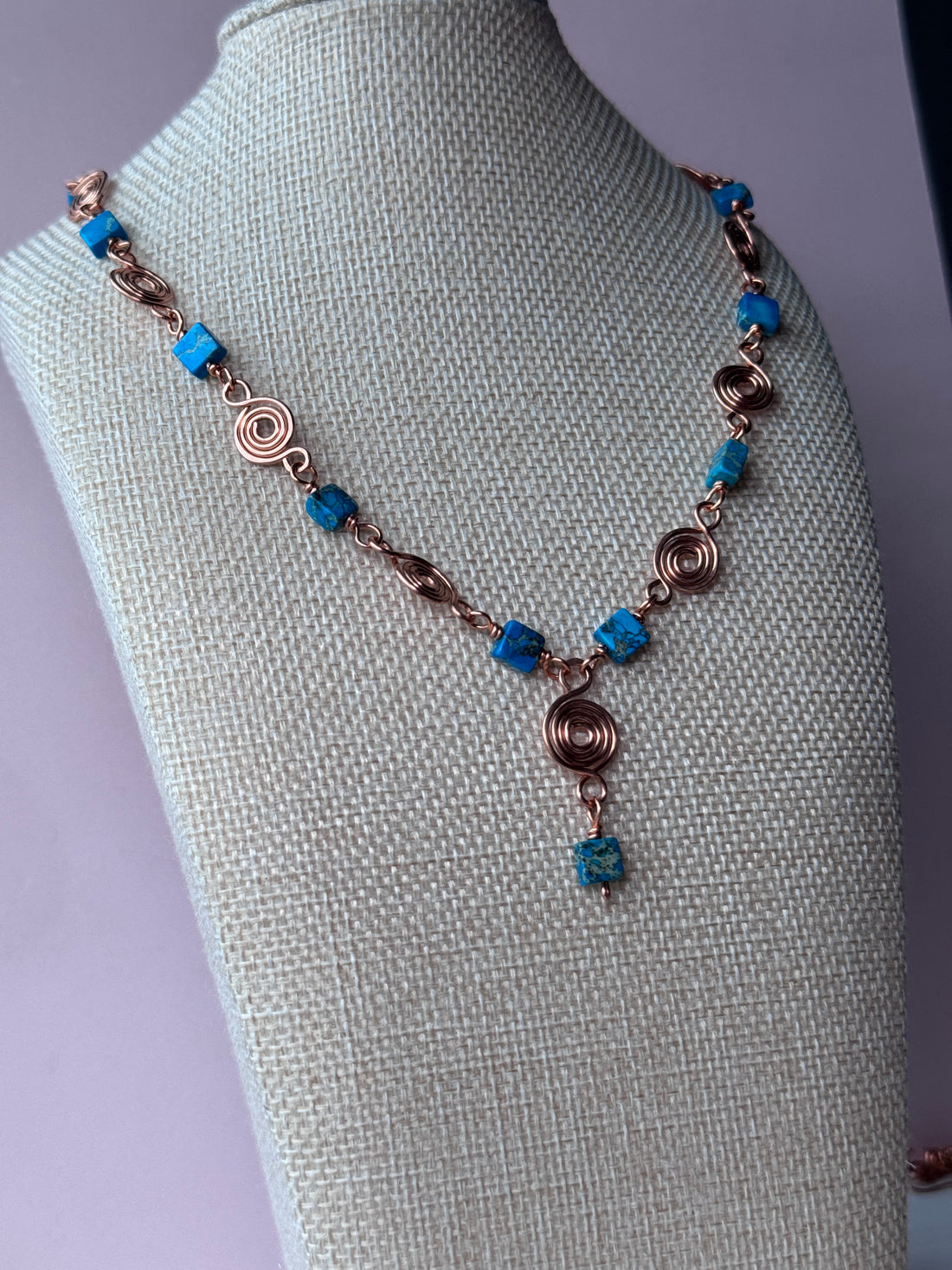 Copper Necklace with Imperial Jasper Gemstones