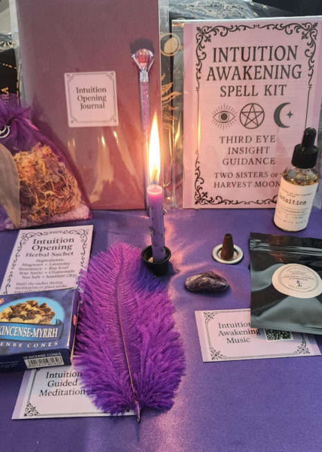 Awaken intuition with this witchcrafted spell kit. Includes oil, herbs, crystals, meditation &amp; more for deep third eye ritual work.