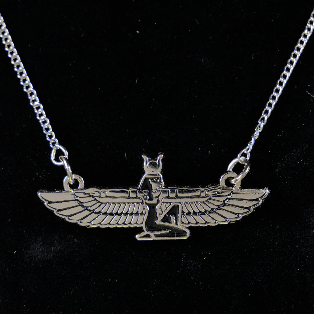 Egyptian Goddess Necklace, Winged Isis Pendant/Medallion, Pagan Mythology | Choose your Chain Size