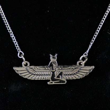 Egyptian Goddess Necklace, Winged Isis Pendant/Medallion, Pagan Mythology | Choose your Chain Size
