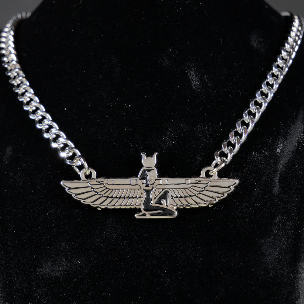 Egyptian Goddess Necklace, Winged Isis Pendant/Medallion, Pagan Mythology | Choose your Chain Size