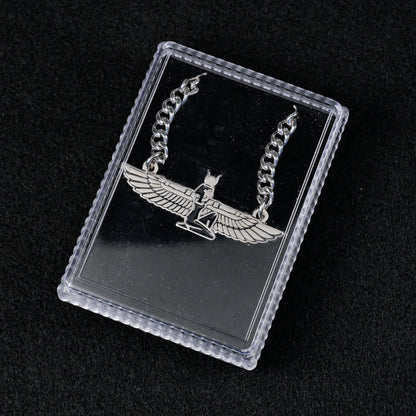 Egyptian Goddess Necklace, Winged Isis Pendant/Medallion, Pagan Mythology | Choose your Chain Size