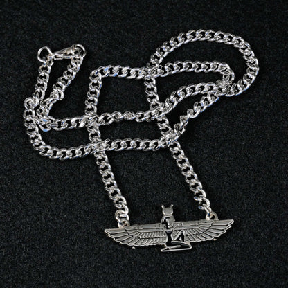 Egyptian Goddess Necklace, Winged Isis Pendant/Medallion, Pagan Mythology | Choose your Chain Size