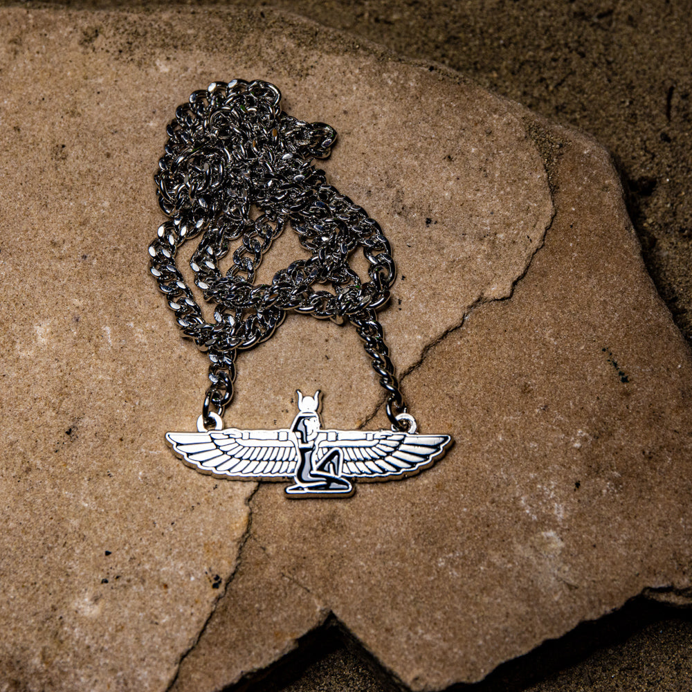 Egyptian Goddess Necklace, Winged Isis Pendant/Medallion, Pagan Mythology | Choose your Chain Size
