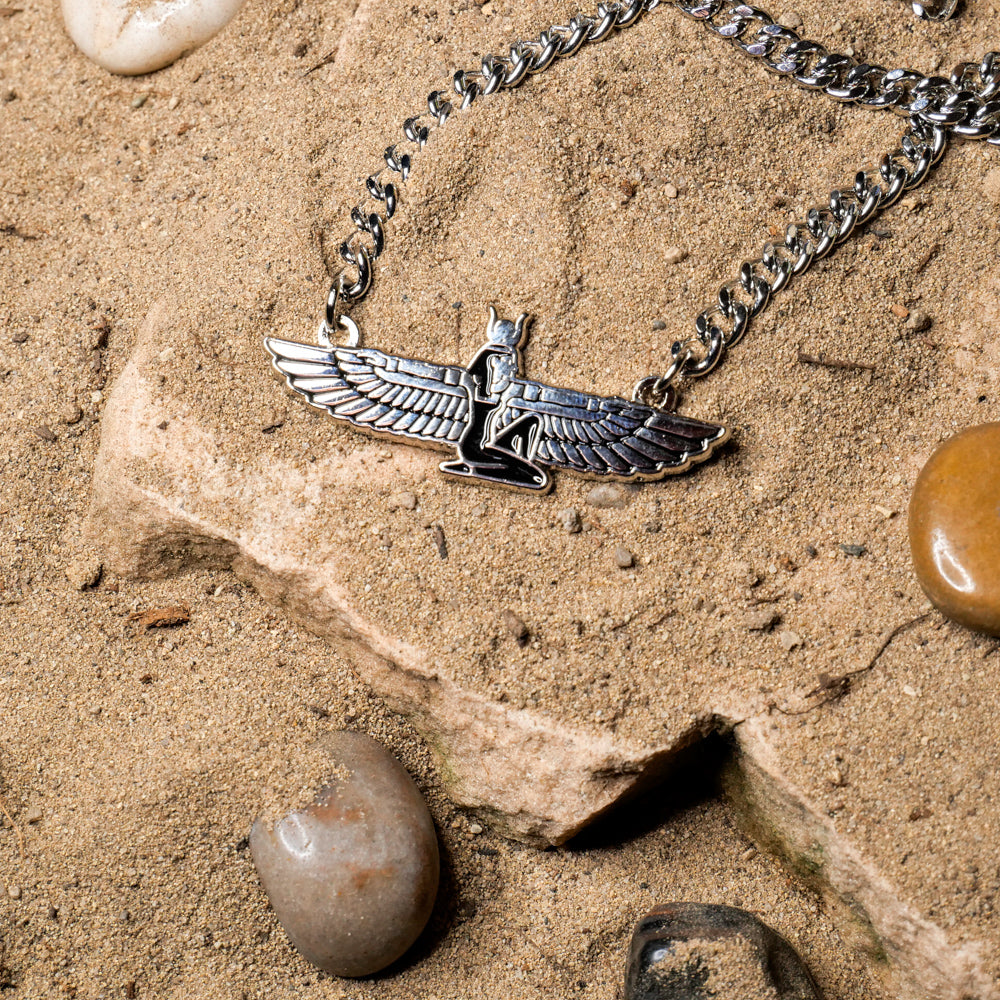 Egyptian Goddess Necklace, Winged Isis Pendant/Medallion, Pagan Mythology | Choose your Chain Size