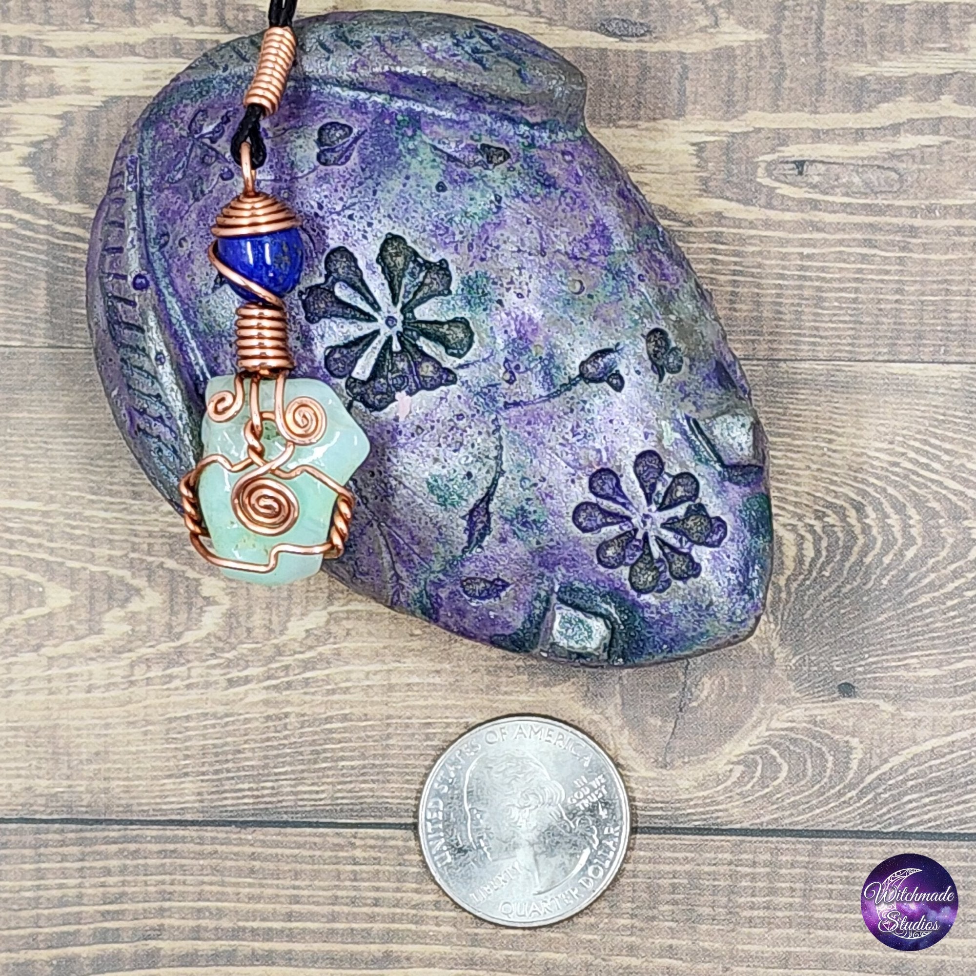 Chrysoprase Wire Wrap Necklace, Copper Metaphysical Jewelry JN180