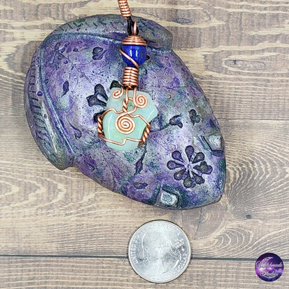 Chrysoprase Wire Wrap Necklace, Copper Metaphysical Jewelry JN180