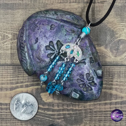Light Blue Beaded Wire Wrap Necklace JN263