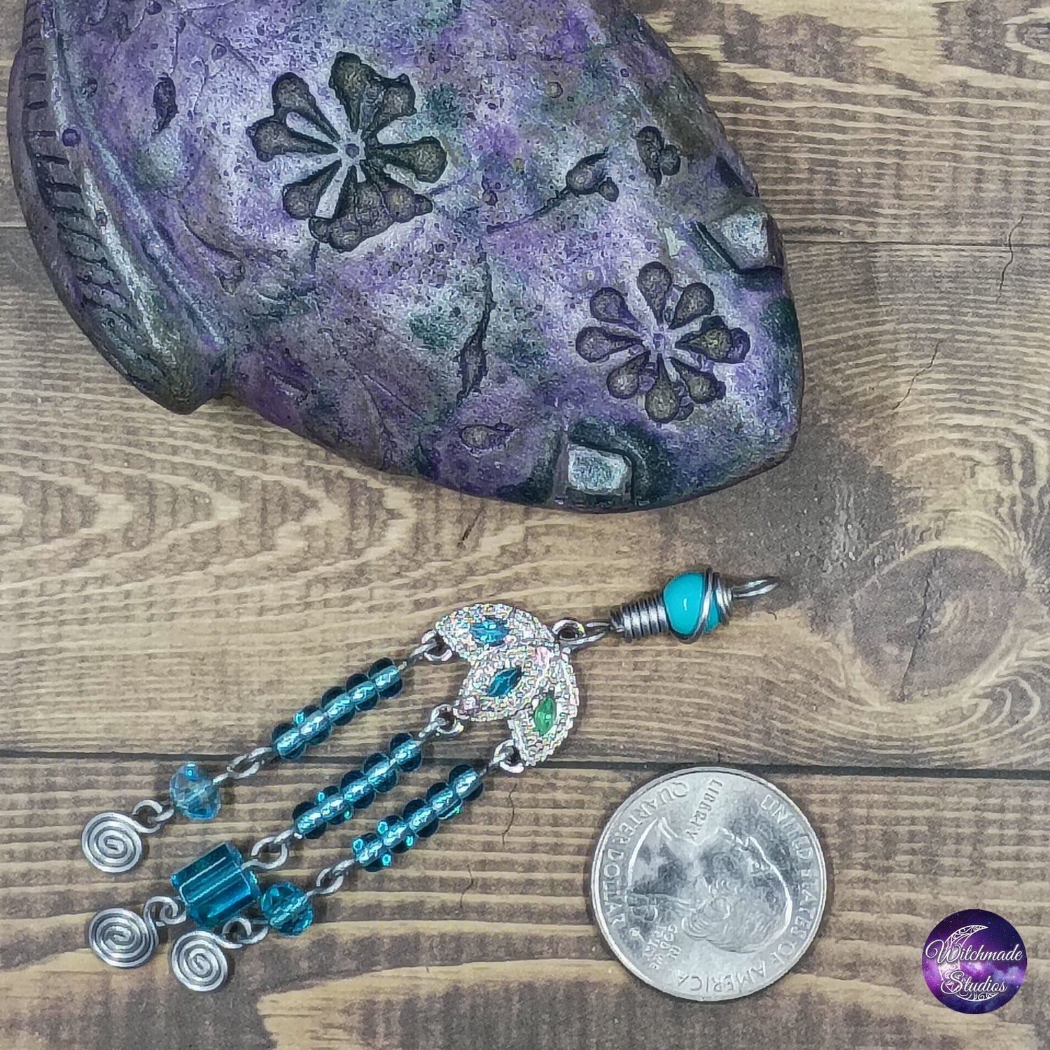 Light Blue Beaded Wire Wrap Necklace JN263