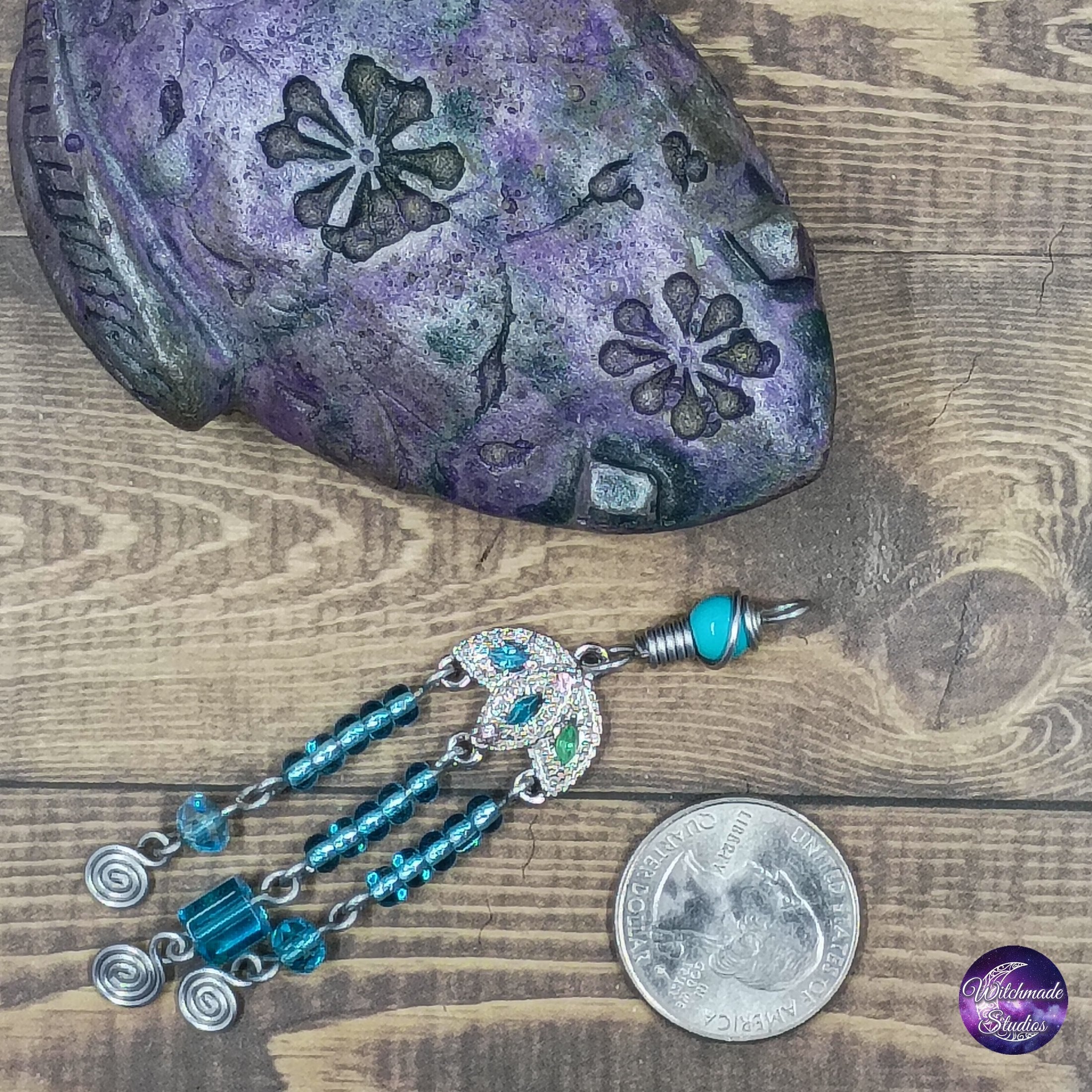 Light Blue Beaded Wire Wrap Necklace JN263