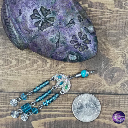 Light Blue Beaded Wire Wrap Necklace JN263