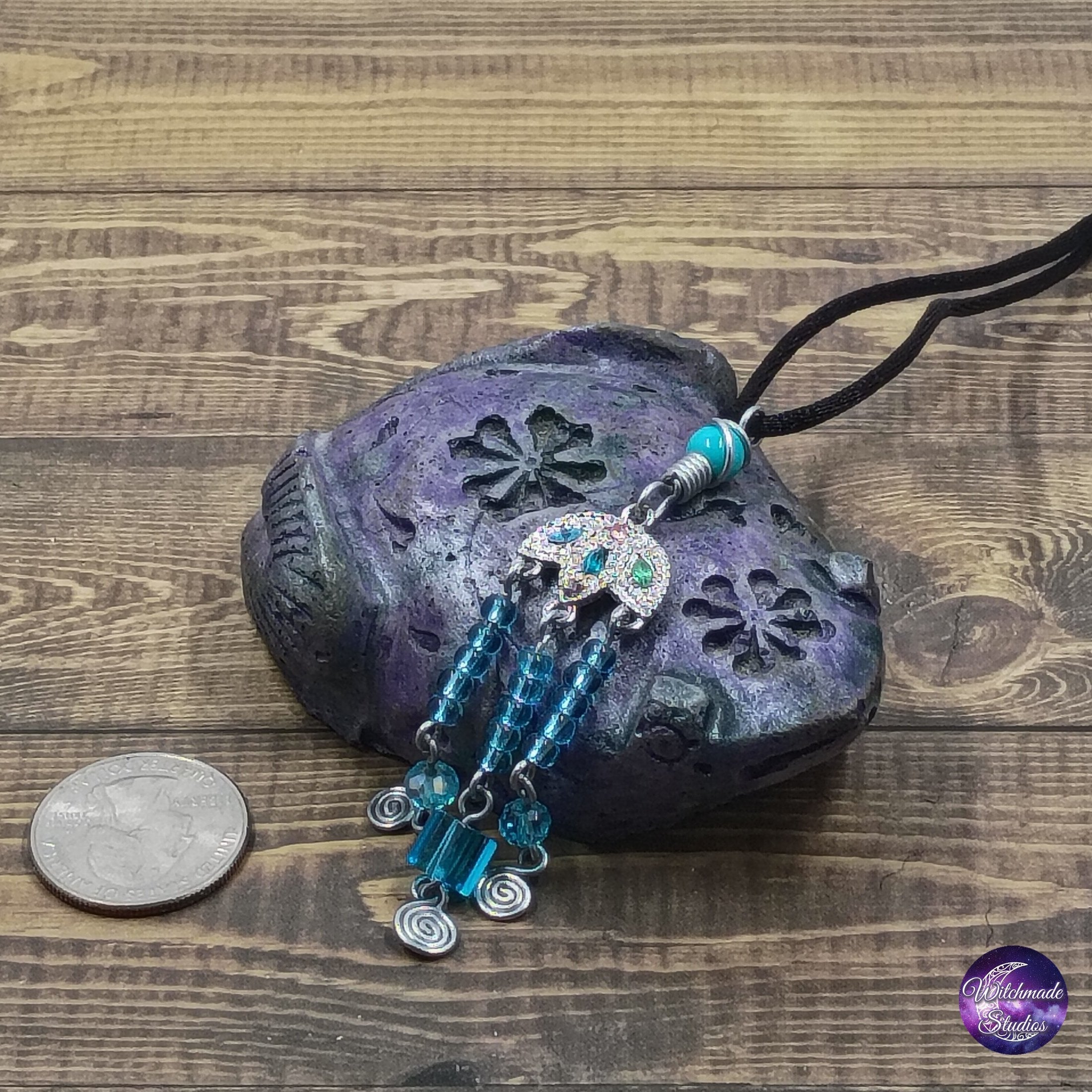 Light Blue Beaded Wire Wrap Necklace JN263