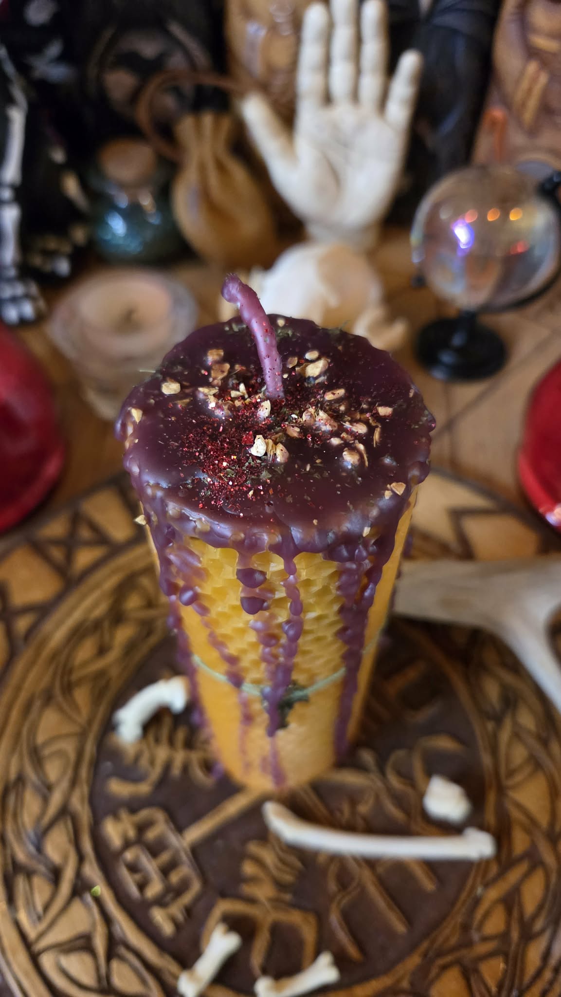 Kick Down the Door Seirdr Beeswax Spell Candle - A Flame for Breakthrough, Forceful Movement, and Refusing Continued Delay