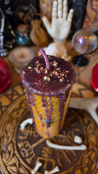 Kick Down the Door Seirdr Beeswax Spell Candle - A Flame for Breakthrough, Forceful Movement, and Refusing Continued Delay